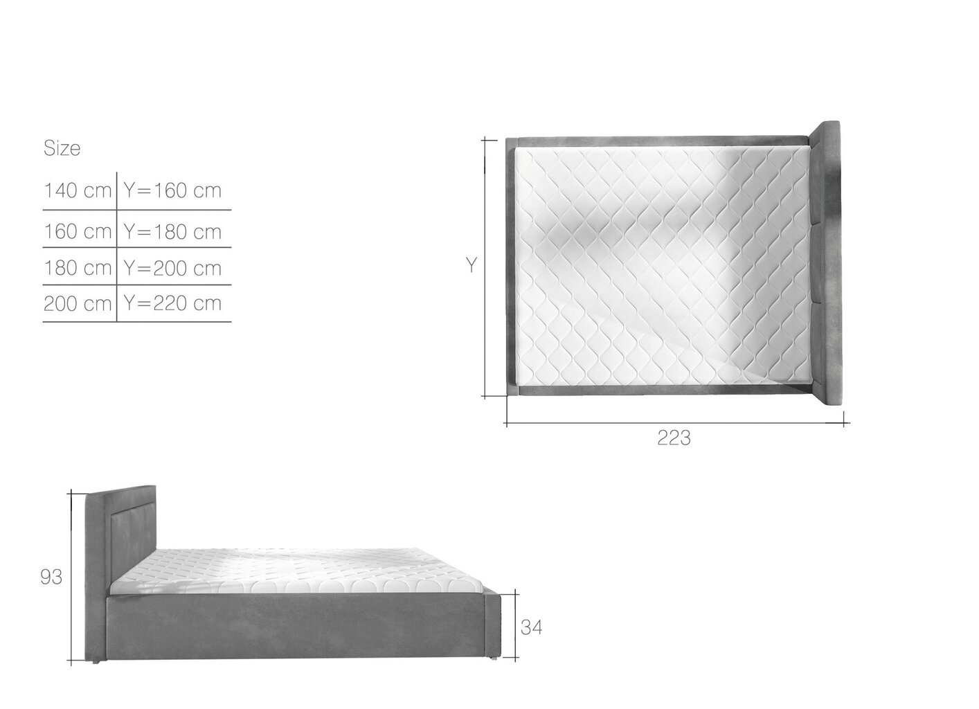 Sänky Belluno MD, 160x200 cm, kerma hinta ja tiedot | Sängyt | hobbyhall.fi