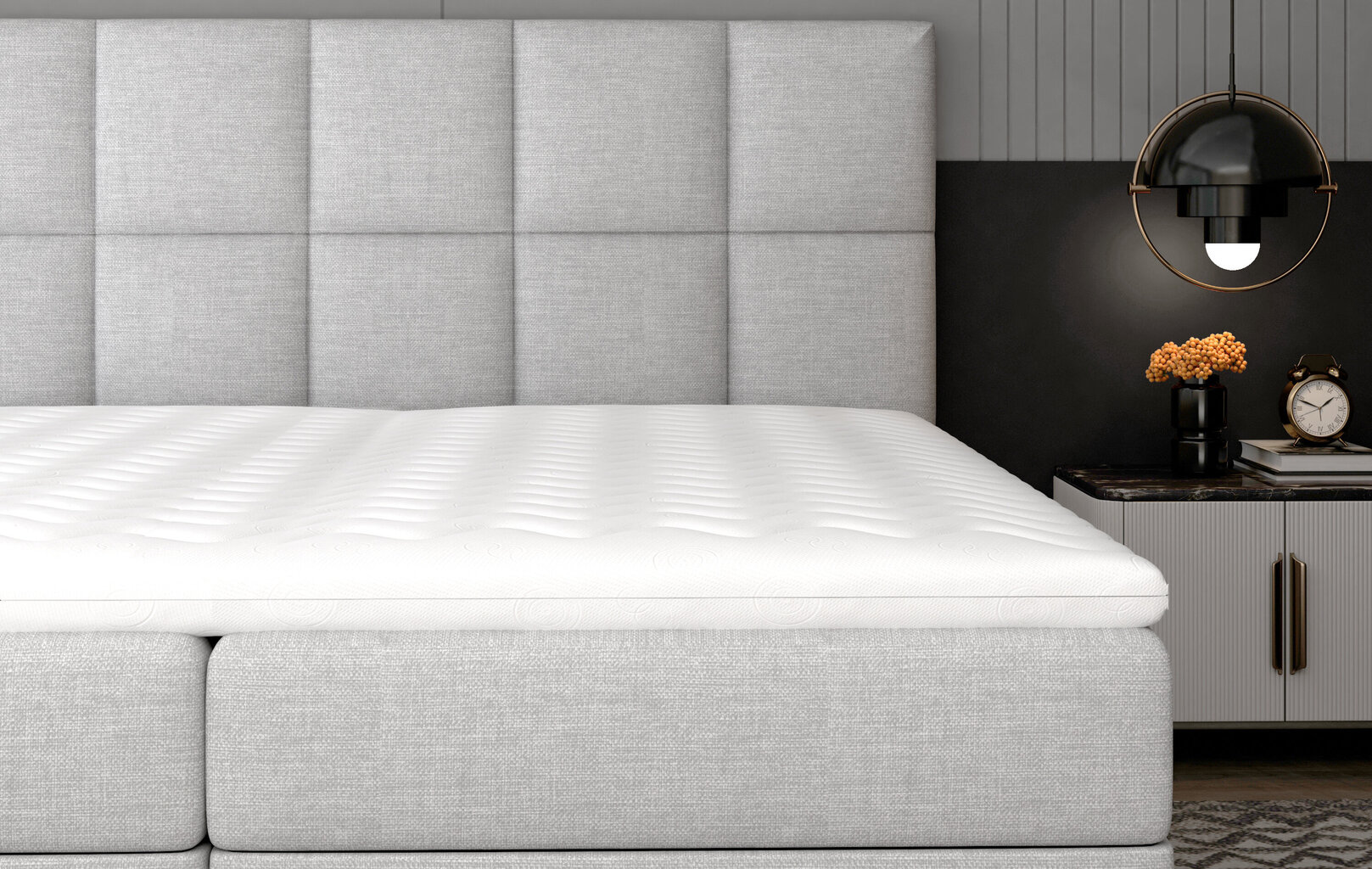 Sänky NORE Glossy 12 145x200 cm, vaaleanharmaa hinta ja tiedot | Sängyt | hobbyhall.fi