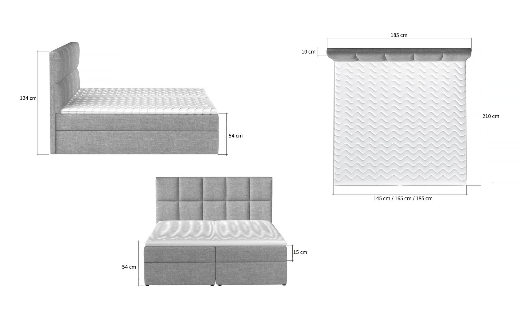 Sänky NORE Glossy 12 145x200 cm, vaaleanharmaa hinta ja tiedot | Sängyt | hobbyhall.fi