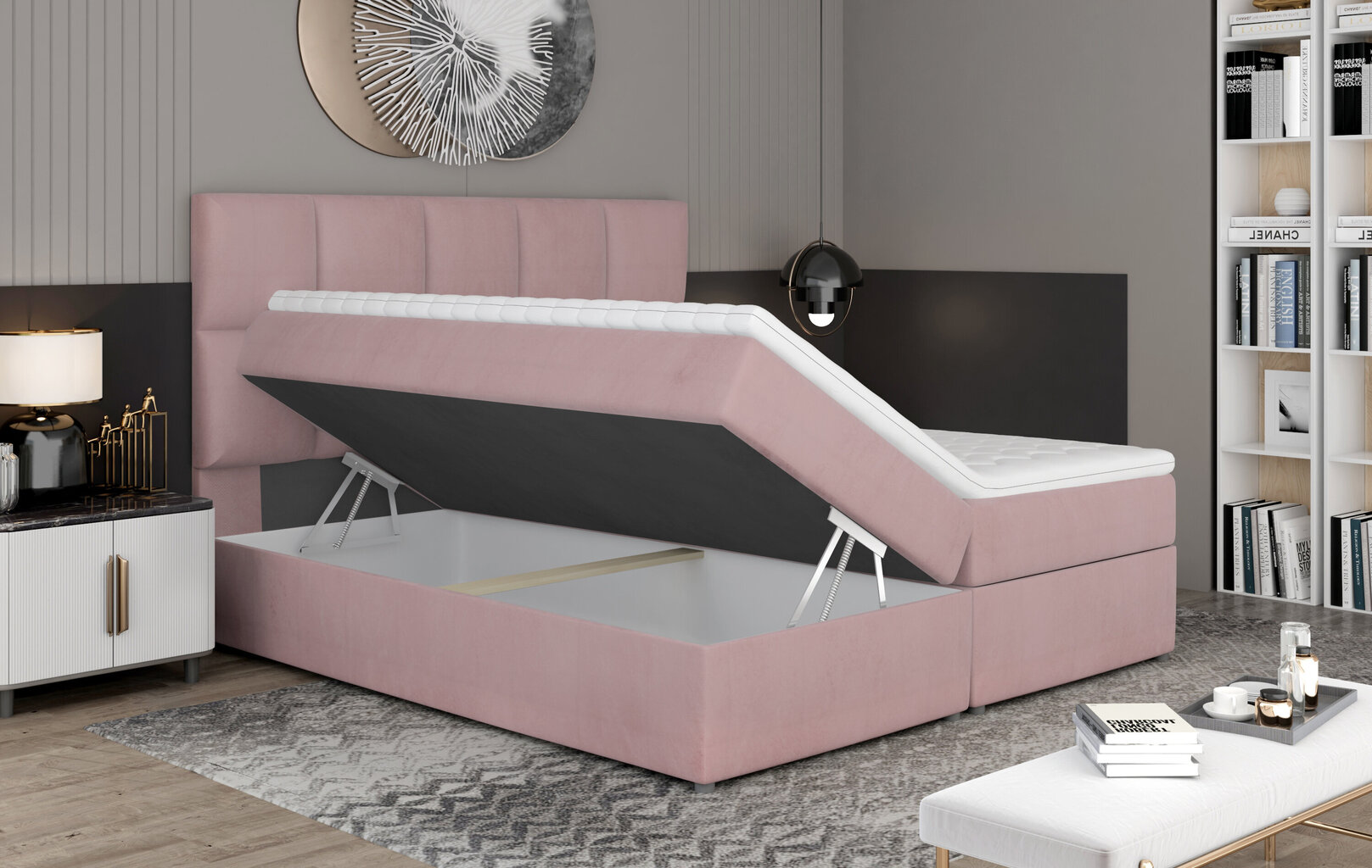 Sänky NORE Glossy 12 145x200 cm, vaaleanharmaa hinta ja tiedot | Sängyt | hobbyhall.fi