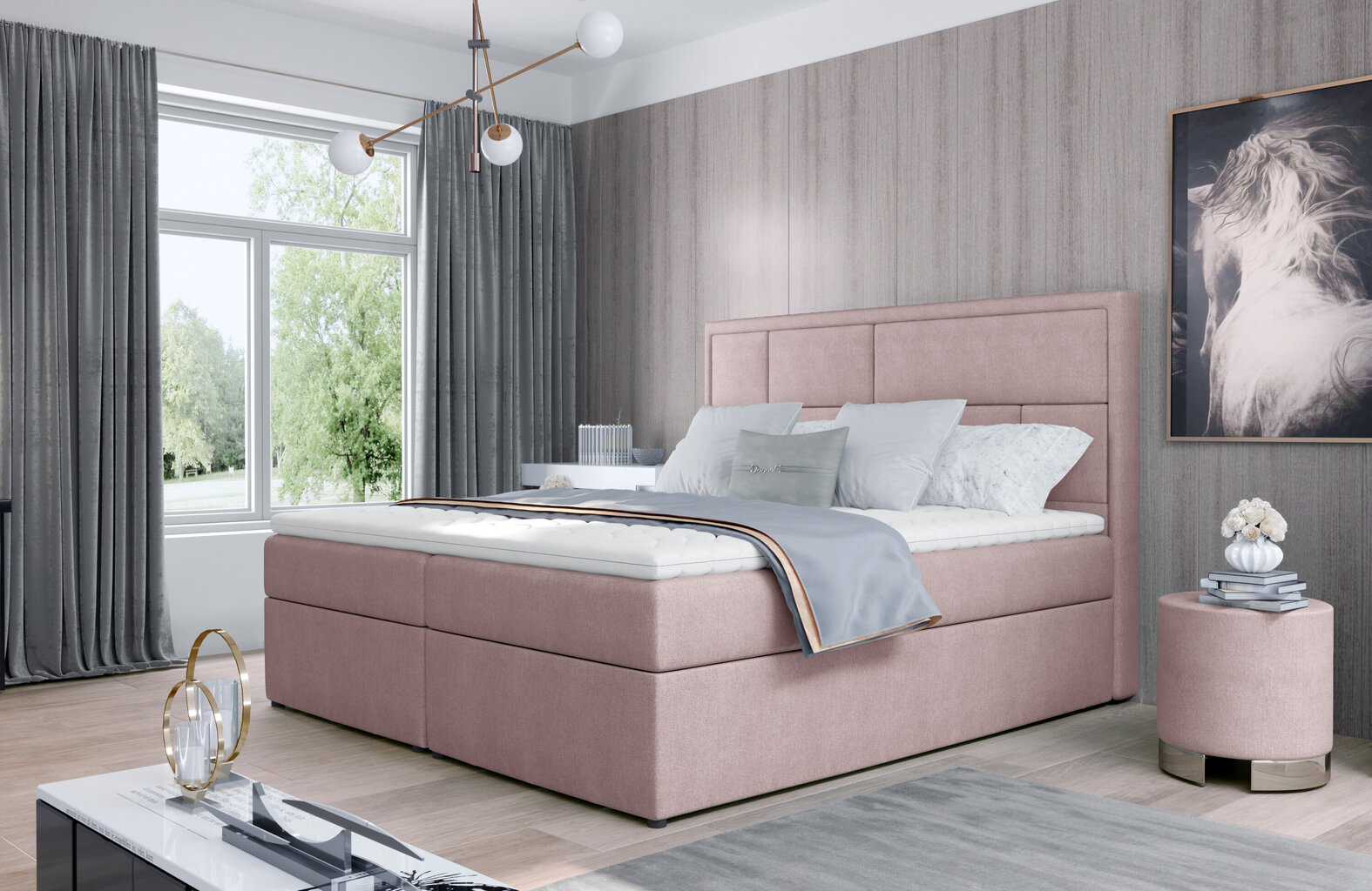 Sänky NORE Meron 22, 140x200 cm, vaaleanpunainen hinta ja tiedot | Sängyt | hobbyhall.fi