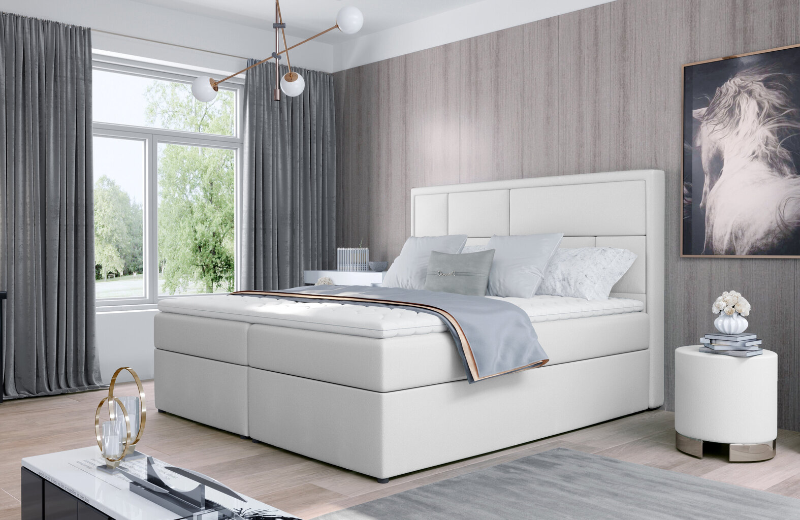 Sänky NORE Meron 27, 140x200 cm, valkoinen hinta ja tiedot | Sängyt | hobbyhall.fi