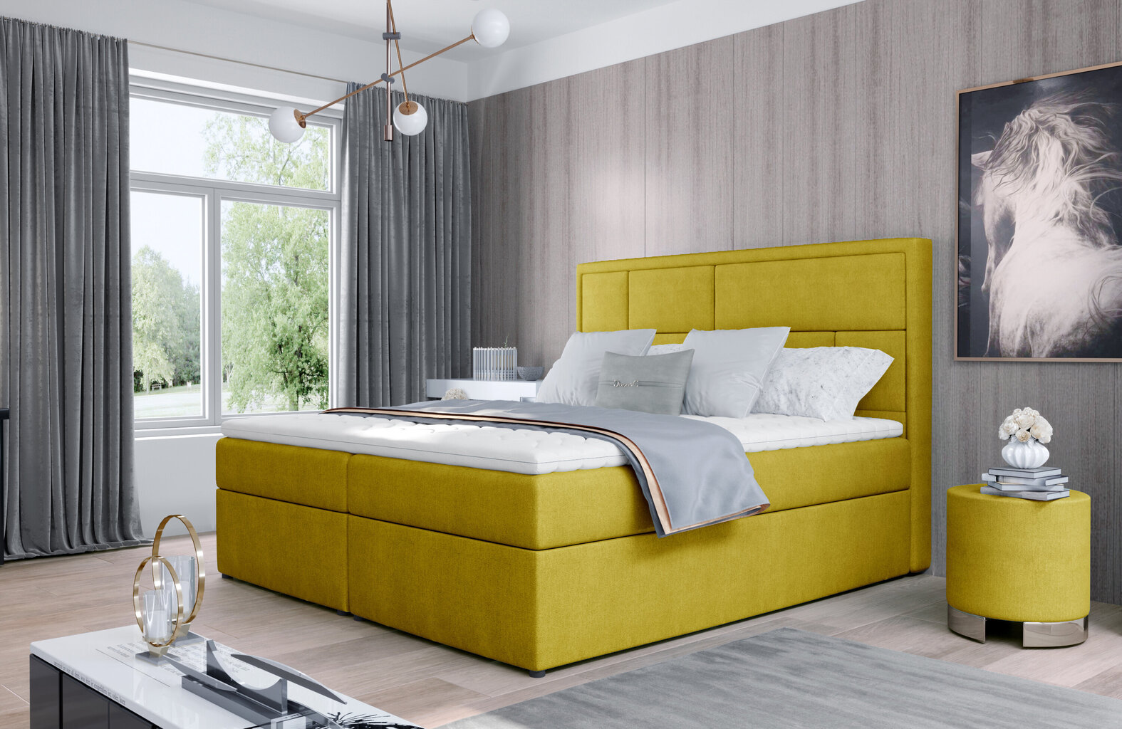Sänky NORE Meron 21, 160x200cm, keltainen hinta ja tiedot | Sängyt | hobbyhall.fi