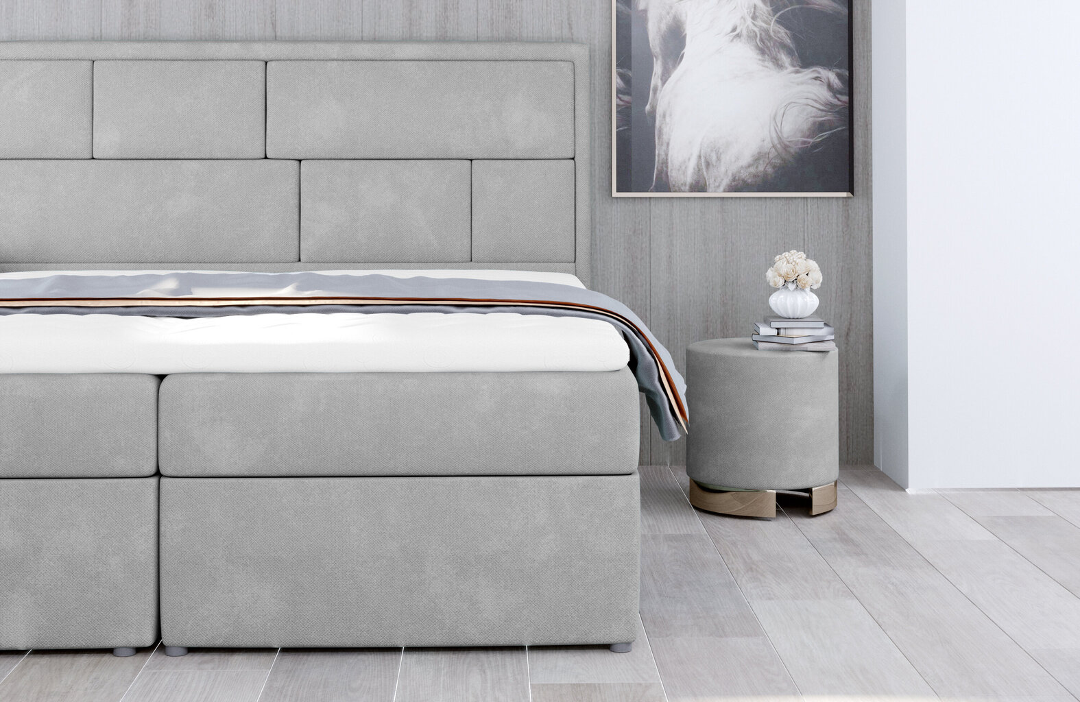 Sänky NORE Meron 19, 180x200 cm, vaaleanharmaa hinta ja tiedot | Sängyt | hobbyhall.fi