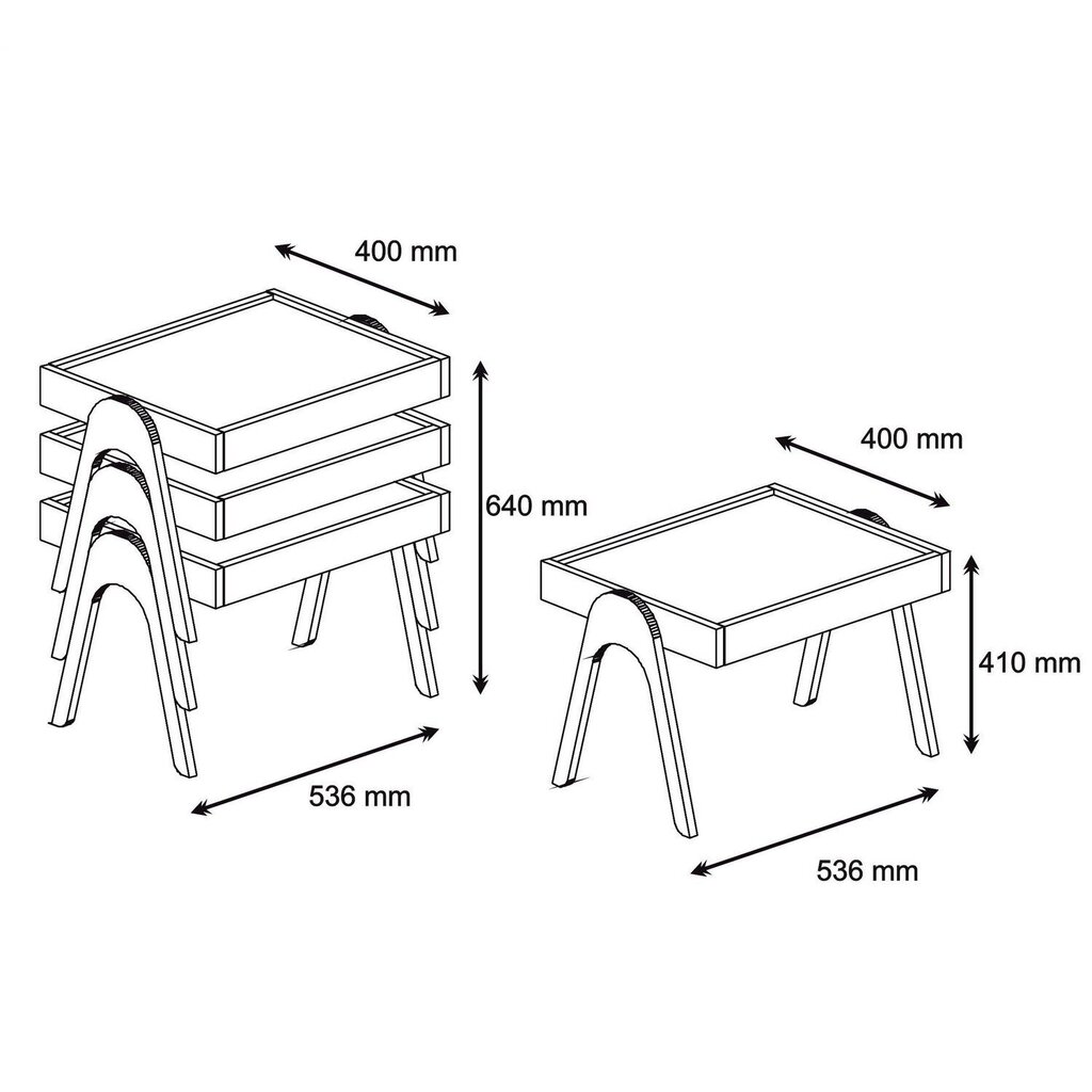 3-osainen sohvapöytäsetti Kalune Design 845(I), beige/ruskea hinta ja tiedot | Sohvapöydät | hobbyhall.fi