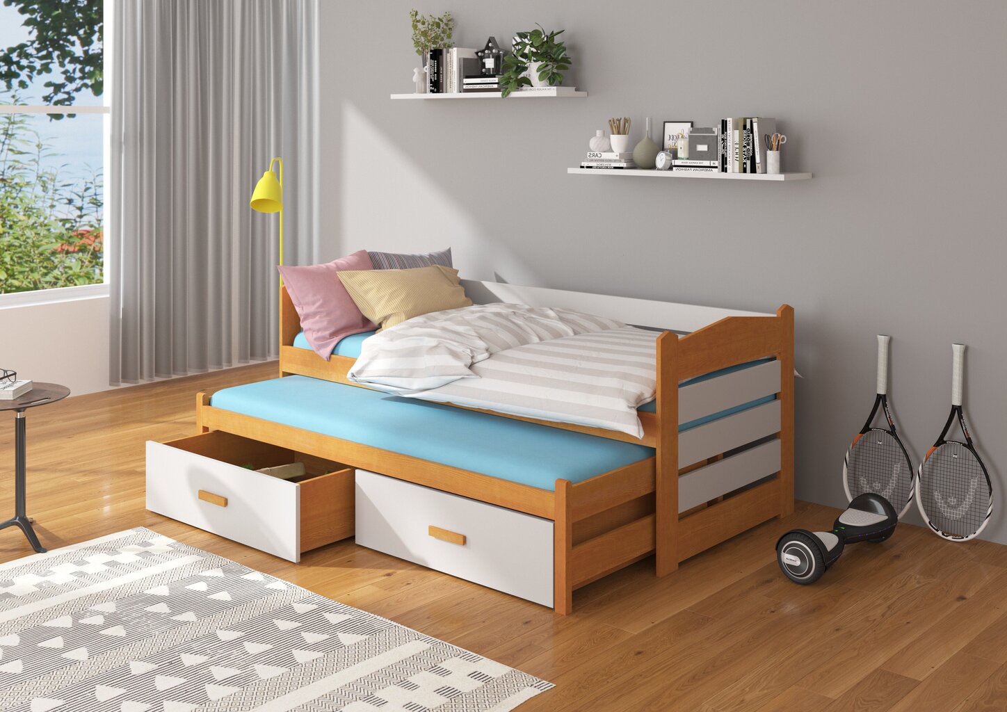 Lastensänky Adrk Furniture Tiarro 80x180 cm, ruskea/harmaa hinta ja tiedot | Lastensängyt | hobbyhall.fi