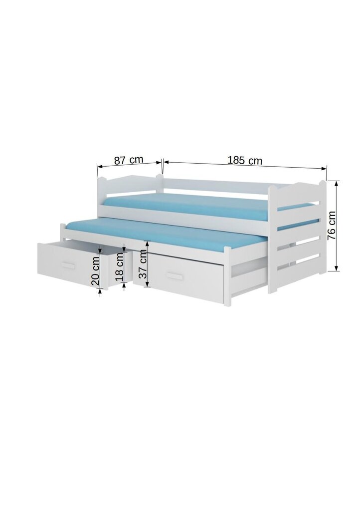 Lastensänky Adrk Furniture Tiarro 80x180 cm, vaaleanpunainen/valkoinen hinta ja tiedot | Lastensängyt | hobbyhall.fi