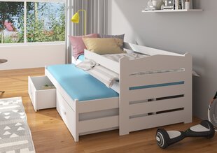 Lastensänky Adrk Furniture Tiarro 80x180 cm sivusuojalla, tummanruskea/valkoinen hinta ja tiedot | Lastensängyt | hobbyhall.fi