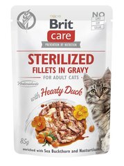 Brit Care Fillets in Gravy -märkäruokapakkaus aikuisille steriloiduille / kastroiduille kissoille, ankka, 24 x 85 g hinta ja tiedot | Kissanruoka | hobbyhall.fi
