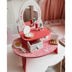 Puinen kosmetiikkapöytä peilillä, vaaleanpunainen, Tooky Toy hinta ja tiedot | Tyttöjen lelut | hobbyhall.fi