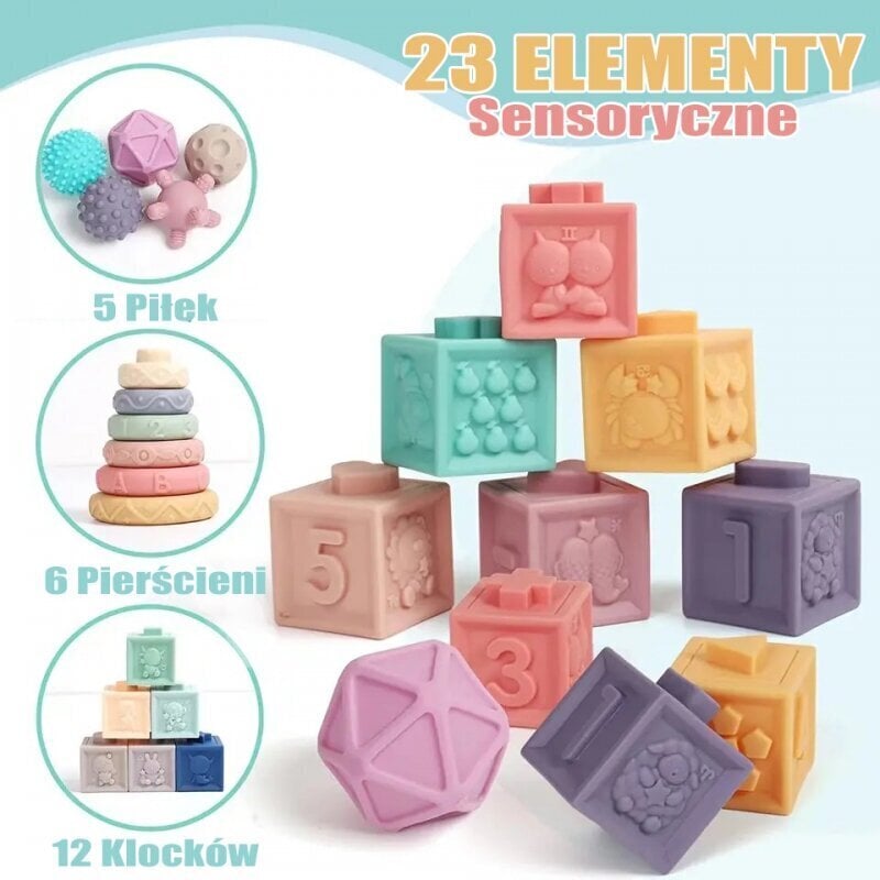 Woopie Sensory Puzzle Set, 23 kpl hinta ja tiedot | Vauvan lelut | hobbyhall.fi