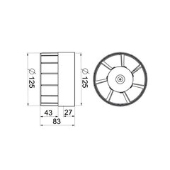 Kanavapuhallin Awenta WKA 125, 125mm, valkoinen hinta ja tiedot | Kylpyhuoneen tuulettimet | hobbyhall.fi