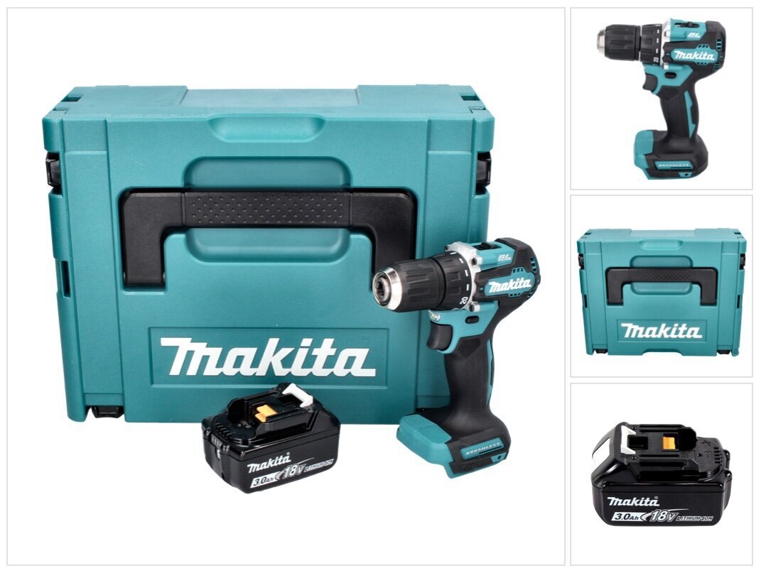 Makita DDF 487 F1J akkuporakone 18 V 40 Nm, sekä akku 3,0 Ah ja Makpac, ei sisällä laturia hinta ja tiedot | Akkuporakoneet ja ruuvinvääntimet | hobbyhall.fi