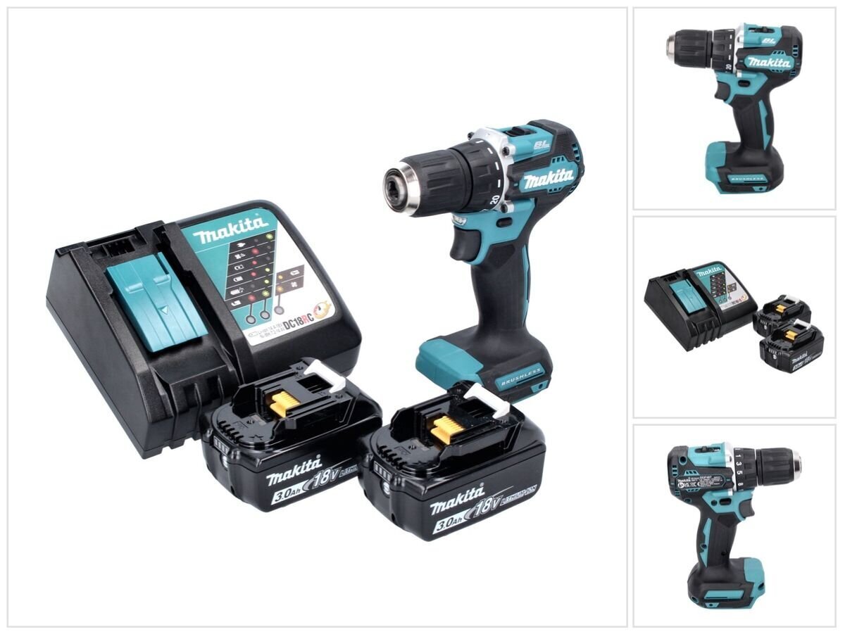 Makita DDF 487 RF akkuporakone 18 V 40 Nm + 2x akku 3,0 Ah + laturi hinta ja tiedot | Akkuporakoneet ja ruuvinvääntimet | hobbyhall.fi