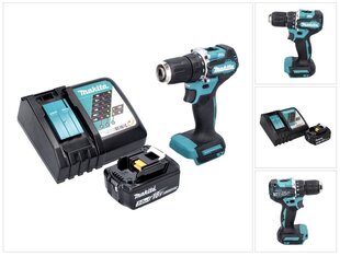 Makita DDF 487 RF1 akkukäyttöinen porakone 18 V 40 Nm sekä akku 3,0 Ah ja laturi hinta ja tiedot | Akkuporakoneet ja ruuvinvääntimet | hobbyhall.fi