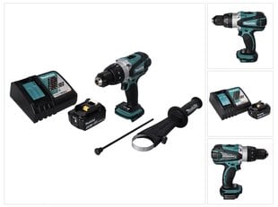 Makita DHP 458 RF1 akkukäyttöinen iskuporakone 18 V 91 Nm ja yksi akku 3,0 Ah ja laturi hinta ja tiedot | Akkuporakoneet ja ruuvinvääntimet | hobbyhall.fi