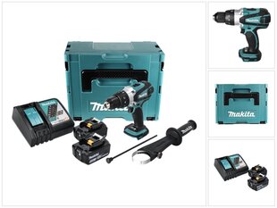 Makita DHP 458 RTJ akkuiskuporakone 18 V 91 Nm + 2x akku 5,0 Ah + laturi + Makpac hinta ja tiedot | Akkuporakoneet ja ruuvinvääntimet | hobbyhall.fi