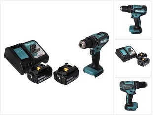 Makita DHP 485 RF akkuporakone 18 V 50 Nm + 2x akut 3,0 Ah + laturi hinta ja tiedot | Akkuporakoneet ja ruuvinvääntimet | hobbyhall.fi