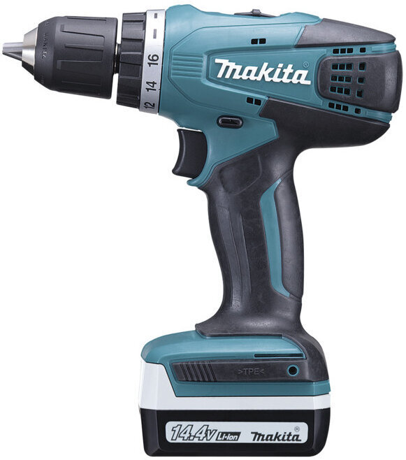 Makita DHP 485 RG1J akkukäyttöinen iskuporakone 18 V 50 Nm, sekä yksi akku 6,0 Ah ja pikalaturi, lisäksi myös Makpac hinta ja tiedot | Akkuporakoneet ja ruuvinvääntimet | hobbyhall.fi