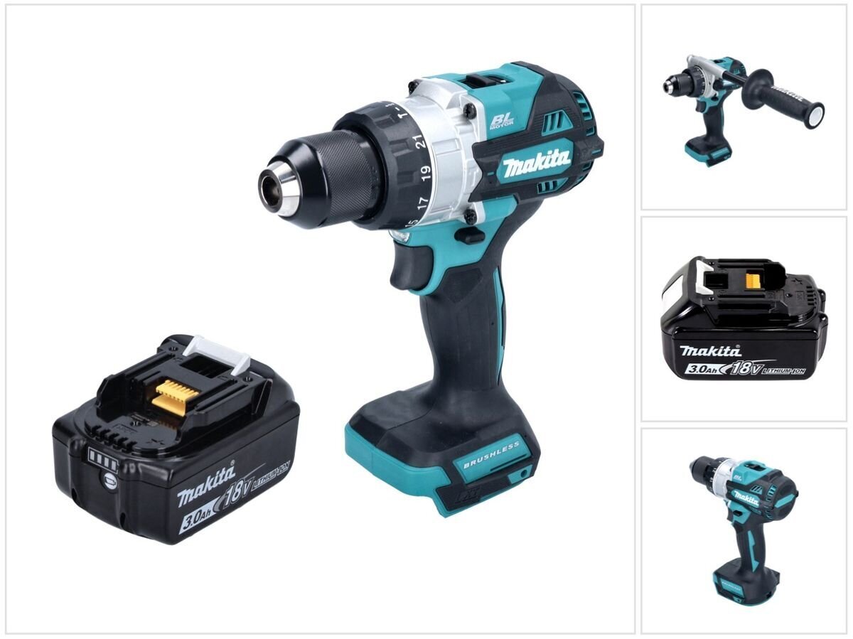 Makita DHP 486 F1 akkuiskuporakone 18 V 130 Nm + 1x akku 3,0 Ah - ilman laturia hinta ja tiedot | Akkuporakoneet ja ruuvinvääntimet | hobbyhall.fi