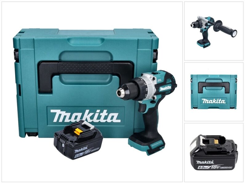 Makita DHP 486 G1J akkuporakone 18 V 130 Nm + 1x akku 6,0 Ah + Makpac - ilman laturia