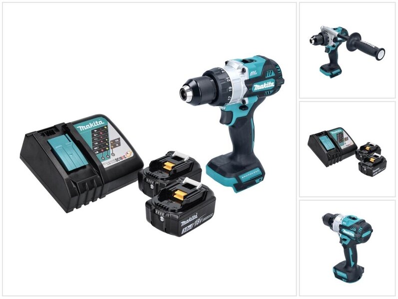 Makita DHP 486 RF akkuporakone 18 V 130 Nm + 2x akut 3,0 Ah + laturi