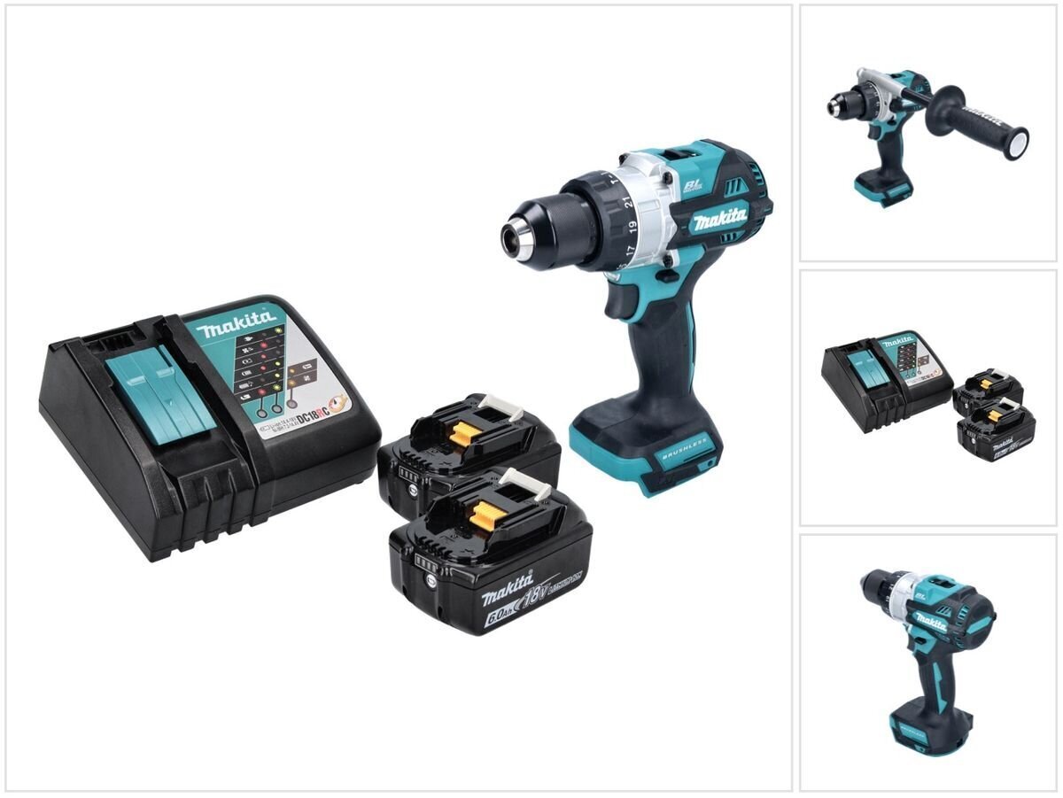 Makita DHP 486 RG akkuiskuporakone 18 V 130 Nm + 2x akku 6,0 Ah + laturi hinta ja tiedot | Akkuporakoneet ja ruuvinvääntimet | hobbyhall.fi