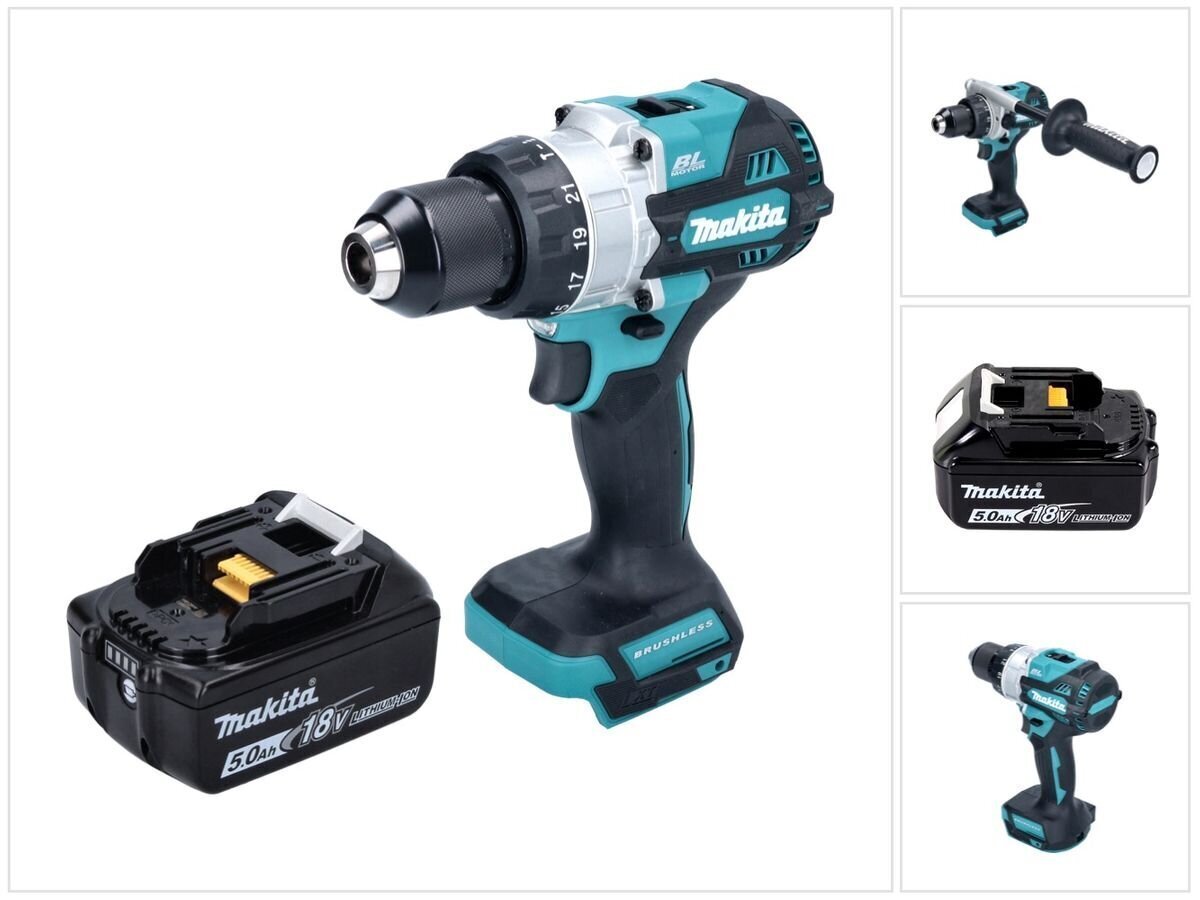 Makita DHP 486 T1 akkuiskuporakone 18 V 130 Nm + 1x akku 5,0 Ah - ilman laturia hinta ja tiedot | Akkuporakoneet ja ruuvinvääntimet | hobbyhall.fi