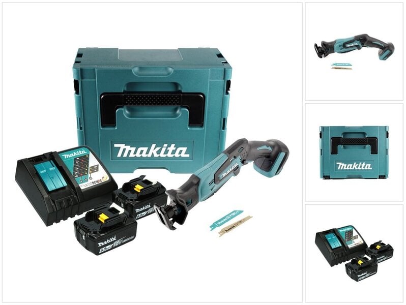 Makita DJR 183 RTJ Langaton saha 18 V + 2x akku 6,0 Ah + laturi + Makpac