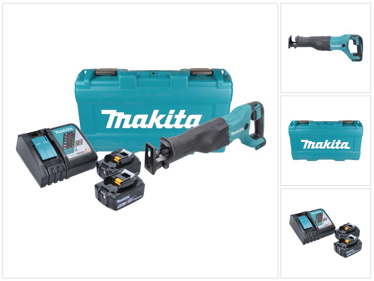 Makita DJR 186 RTK johdoton saha 18 V + 2x Akut 5,0 Ah + laturi + kotelo hinta ja tiedot | Sahat ja sirkkelit | hobbyhall.fi