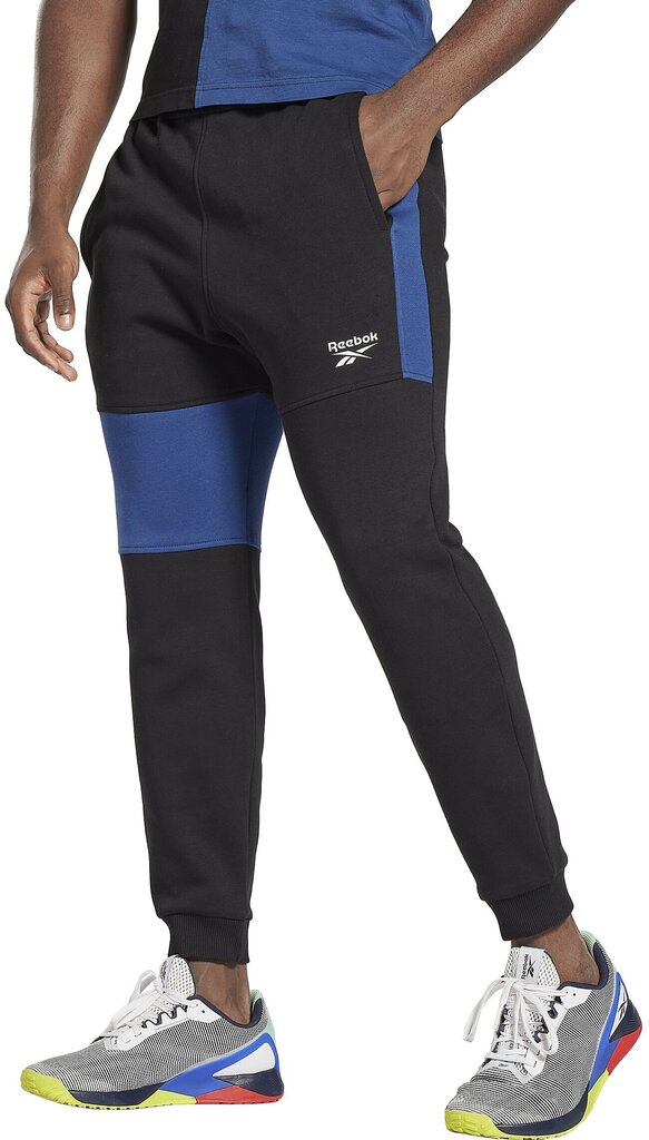 Reebok Urheiluhousut Evostripe Crew Medium Blue Black HG3191 hinta ja tiedot | Miesten housut | hobbyhall.fi