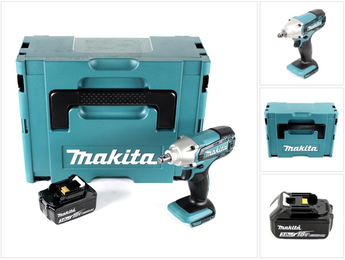 Makita DTW 190 F1J akkukäyttöinen iskuväännin 18V 190Nm + 1x akku 3,0Ah + Makpac - ilman laturia hinta ja tiedot | Akkuporakoneet ja ruuvinvääntimet | hobbyhall.fi