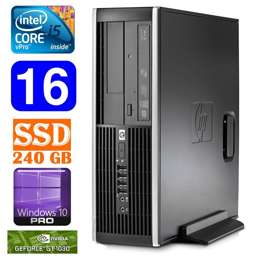 HP 8100 Elite SFF i5-650 16GB 240SSD GT1030 2GB DVD WIN10Pro hinta ja tiedot | Pöytätietokoneet | hobbyhall.fi