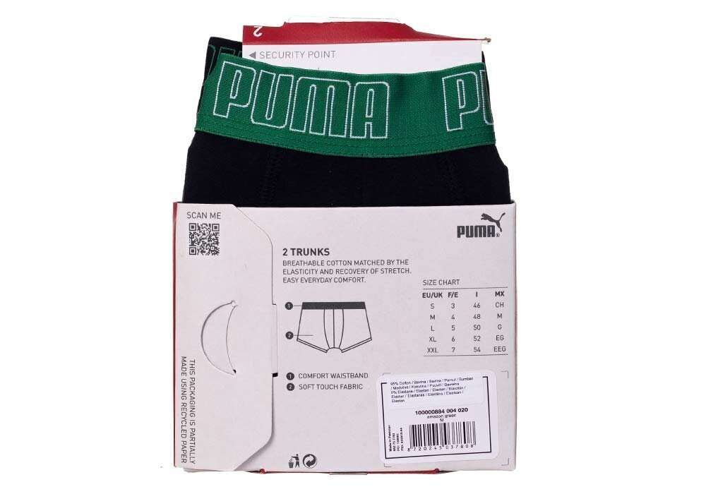 Puma Alusvaatteet Basic Trunk Black Green 935015 04 hinta ja tiedot | Miesten alushousut | hobbyhall.fi