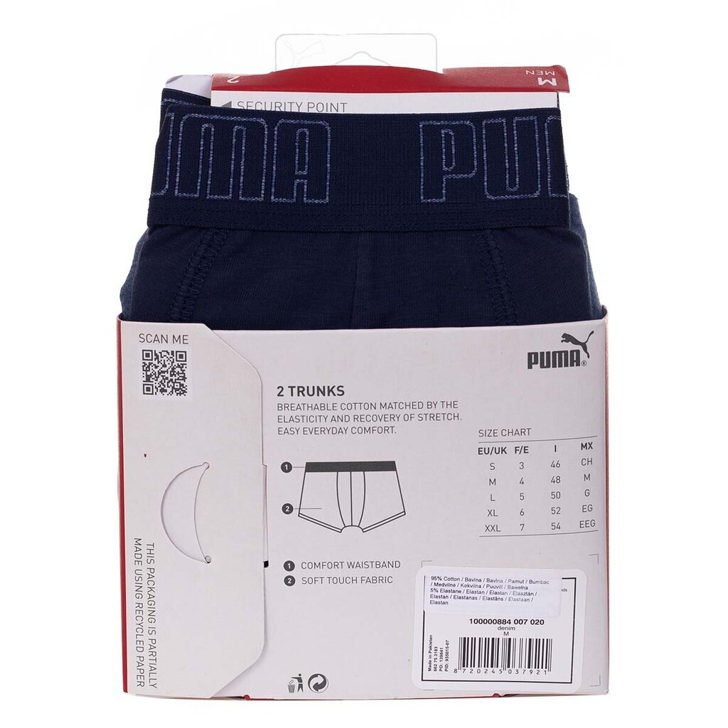 Puma Alusvaatteet Basic Trunk Blue 935015 07 hinta ja tiedot | Miesten alushousut | hobbyhall.fi