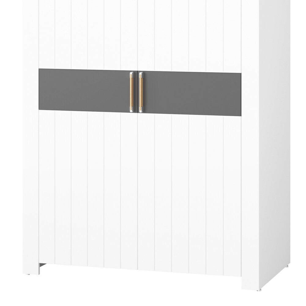 Selsey Bedie -vaatekaappi, 106 x 197 x 60 cm, valkoinen / harmaa hinta ja tiedot | Kaapit | hobbyhall.fi