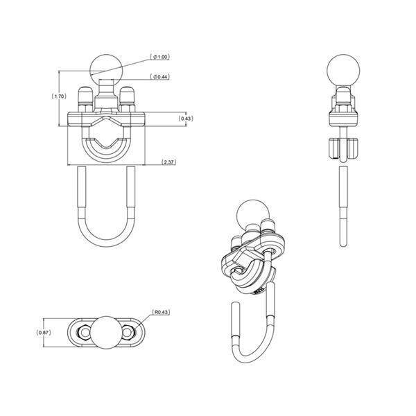 RAM MOUNTS B-koon kiinnike RAM-B-231ZU hinta ja tiedot | Puhelintelineet | hobbyhall.fi