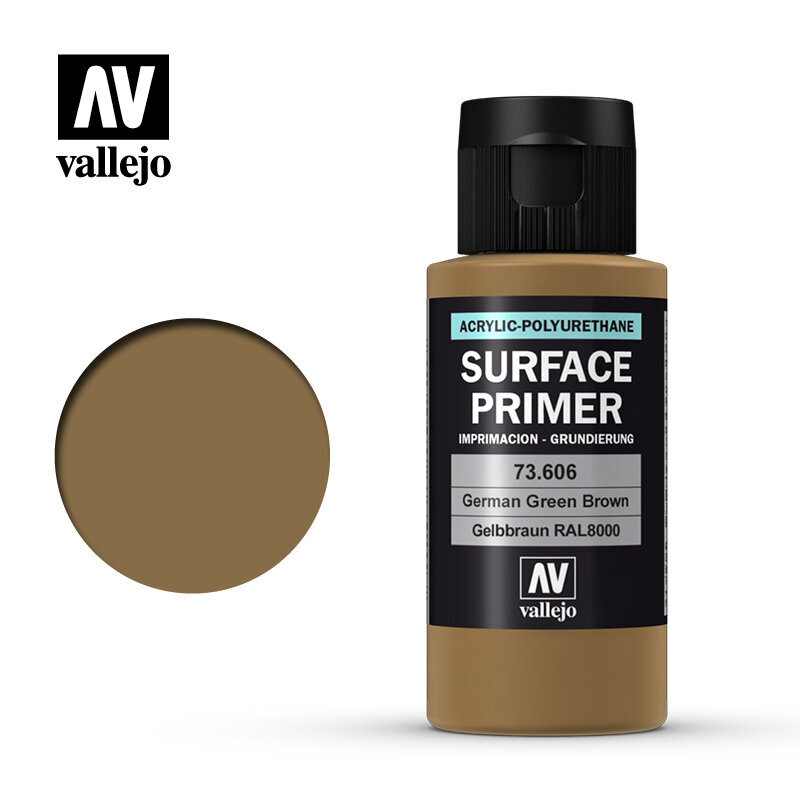 Ger. Green Brown 60 ml. Surface Primer 73606 Vallejo hinta ja tiedot | Taide- ja askartelutarvikkeet | hobbyhall.fi