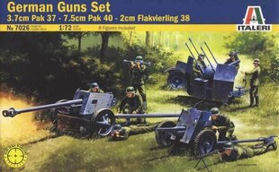 German Gunset, 3.7cm Pak 35 - 7.5cm Pak 40 - FLAK38 ITALERI 1:72 7026 hinta ja tiedot | Italeri Hauskat lahjat | hobbyhall.fi