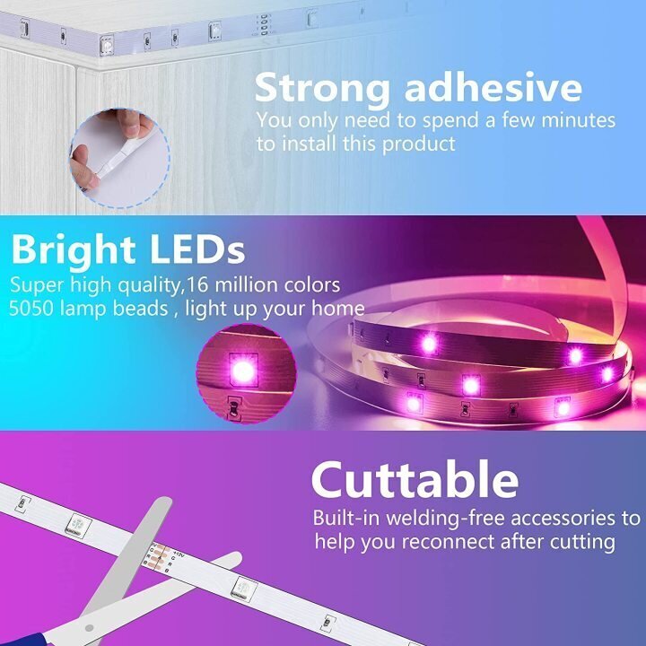 Išmani 5050 RGB LED Juosta 15 m su Bluetooth funkcija hinta ja tiedot | LED-valonauhat | hobbyhall.fi