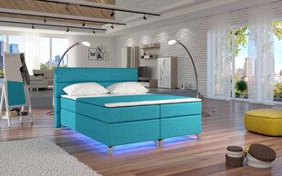 Amadeo LED-valaistu sänky, 140 cm x 200 cm, kuvakudosta, sinisen värinen hinta ja tiedot | Sängyt | hobbyhall.fi