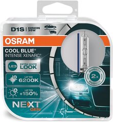OSRAM Xenarc Cool Blue Intense D1S, +150% enemmän kirkkautta, jopa 6 200 000, ksenonin ajovalovalaisinta, LED -ulkoasua, duo -laatikkoa (2 lamppua) hinta ja tiedot | Osram Autotuotteet | hobbyhall.fi