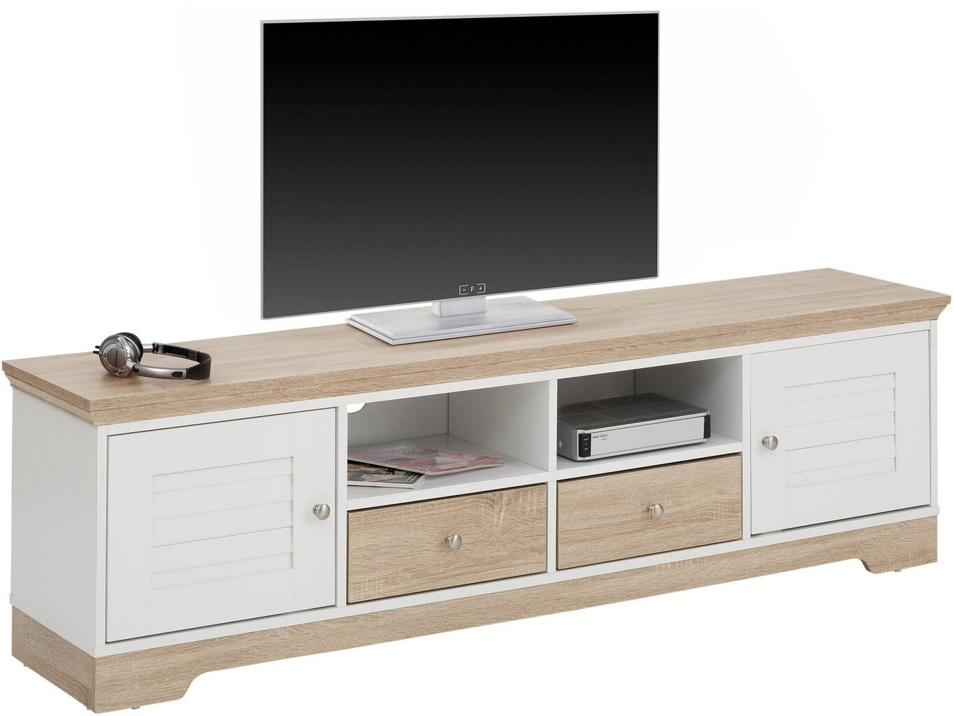 TV-taso Notio Living Ramona 160, tammi/valkoinen hinta ja tiedot | TV-tasot | hobbyhall.fi