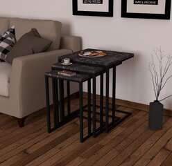 3 sohvapöydän setti Kalune Design Black Mermer, musta hinta ja tiedot | Sohvapöydät | hobbyhall.fi