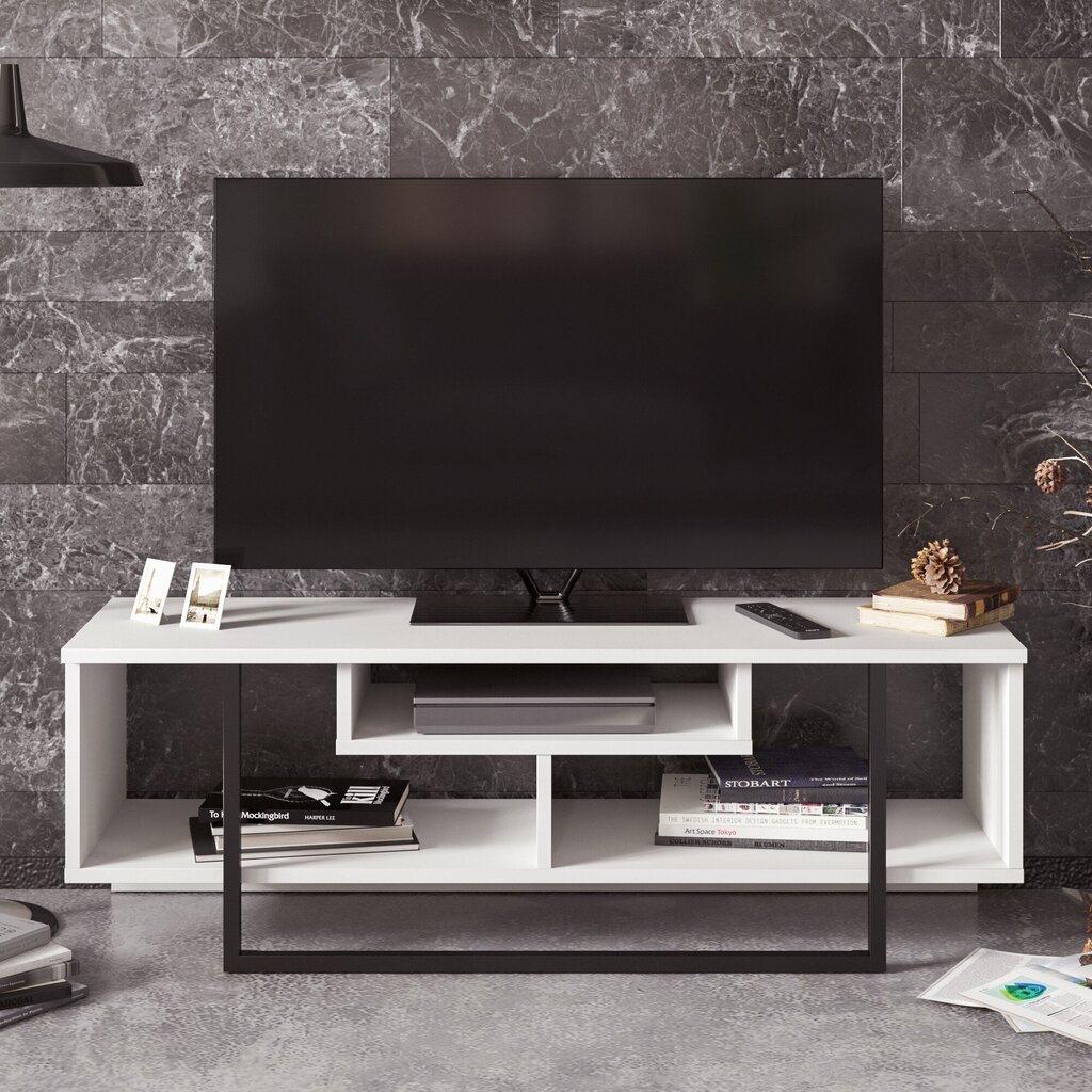 TV-taso Kalune Design Asal 120 cm, valkoinen/musta hinta ja tiedot | TV-tasot | hobbyhall.fi