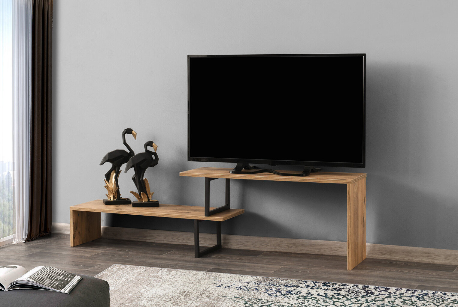 TV-taso Kalune Design Ovit, musta/ruskea hinta ja tiedot | TV-tasot | hobbyhall.fi