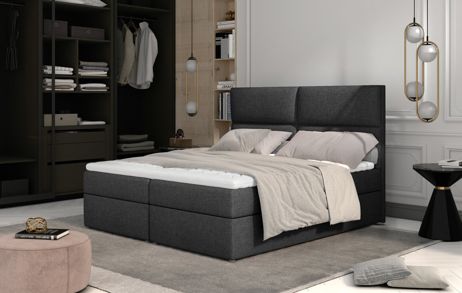 Sänky NORE Amber, 140x200 cm, tummanharmaa hinta ja tiedot | Sängyt | hobbyhall.fi
