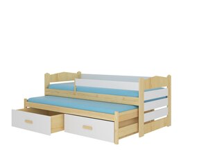 Adrk Furniture Tiarro Lastensänky 80x180 cm sivusuojalla vaaleanruskea/valkoinen hinta ja tiedot | Lastensängyt | hobbyhall.fi