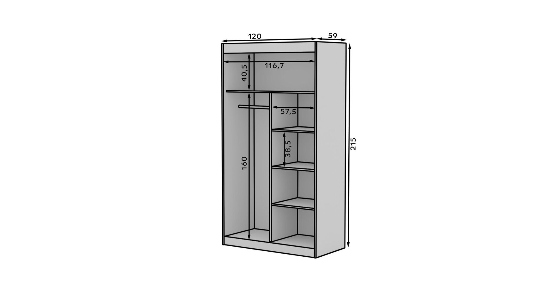 Kaappi ADRK Furniture Esti 120, valkoinen hinta ja tiedot | Kaapit | hobbyhall.fi