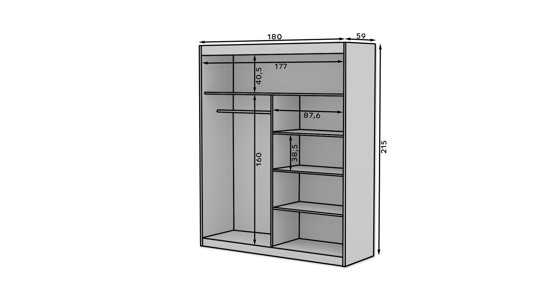 Kaappi ADRK Furniture Esti 180, harmaa hinta ja tiedot | Kaapit | hobbyhall.fi